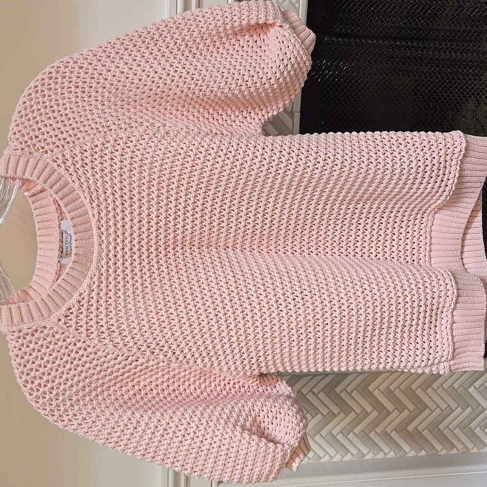 Ann Taylor PXS Light Pink Women's Short Sleeve Crew Neck Sweater